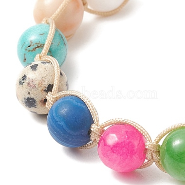Round Natural & Synthetic Mixed Gemstone Braided Bead Bracelet(BJEW-JB09299)-4