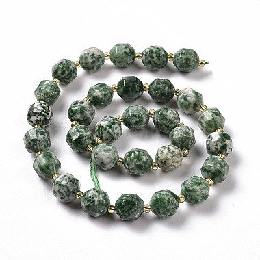 natürliche grüne Fleck Jaspis Perlen Stränge(G-G990-F10)-3
