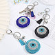 3Pcs 3 Colors Mcrofibre Handmade Turkish Evil Eye Rhinestone Pendant Keychain with Tassel Charm(KEYC-GL0001-10)-4