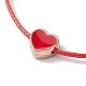 2шт. 2 набор браслетов из цветного сплава с эмалью и плетеными бусинами в форме сердца(BJEW-JB09740)-4