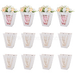 Trapezoid Paper Flower Gift Tote Bags with Plastic Visible Window, Bouquet Bags with Handle for Birthday, Wedding, White, 11x23.9x25.9cm(ABAG-WH0045-25C)