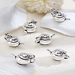 6Pcs Tibetan Style Alloy Pendants, Teapot, Antique Silver, 23.7x33x23.7mm, Hole: 7x4.5mm(FIND-LP0004-23)