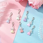 50Pcs Heart Angel Acrylic & ABS Plastic Imitation Pearl Pendants Decorations, with Alloy Lobster Claw Clasps, Mixed Color, 37mm(HJEW-JM03611-S)