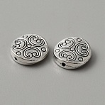Alloy Beads, Flat Round, Antique Silver, 13.5x3.5mm, Hole: 1.2mm(FIND-CJC0006-94A)
