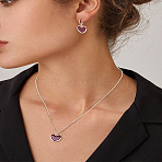 Alloy Enamel Pendant Necklace & Hoop Earrings, Golden Jewelry Set, Heart, Golden, 18.50 inch(47cm)(SJEW-LP0001-14)