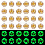 50G Luminous Transparent Acrylic Beads, Flat Round with Letter, Glow in the Dark, Golden Metal Enlaced, Letter A, 7x4mm, Hole: 1.8mm, about 370pcs/50g(OACR-TAD0001-01A)