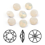 Pointed Back & Back Plated K9 Glass Rhinestone Cabochons, Grade A, Faceted, Flat Round, Sand Opal, 8x4.5mm(RGLA-J012-8mm-287)