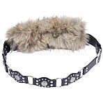 Faux Fur PU Leather Chain Belts, with Alloy Findings and Rivets, Waist Belt for Shirt Dress Overcoat, Black, 1190x120mm(AJEW-WH20072-55B-02)