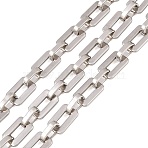 201 Stainless Steel Rectangle Link Chains, Unwelded, with Spool, Stainless Steel Color, link: 12x8x1.5mm and 10x6.5x2.5mm(CHS-F024-03B-P)