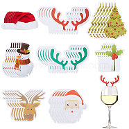 8 Bags 8 Style Christmas Wine Glass Decorations Paper Cup Cards, Christmas Goblet Markers Table Decoration, for Christmas Party Supplies, Christmas Themed Pattern, 58~74x40~60.5x0.3mm, 1 bag/style(DIY-SC0021-90)