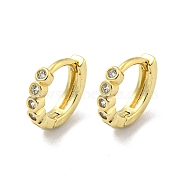 Brass Micro Pave Cubic Zirconia Hoop Earring, Real 18K Gold Plated, Round, 12x2mm(EJEW-C088-04B-G)