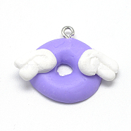 Handmade Polymer Clay Pendants, Donut, Medium Purple, 22~25x23~30x6~7mm, Hole: 2mm(CLAY-Q240-021D)