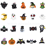 Opaque Resin Cabochons, for Halloween, Ghost & Pumpkin & Witch & Pumpkin Lamp & Bat & Vampire & Skull & Candy & Moon with Bat & Spider & Owl & Boots, Mixed Color, 40pcs/set(CRES-SC0001-70)