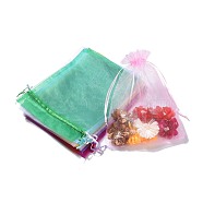 Rectangle Jewelry Packing Drawable Pouches, Organza Gift Bags, Mixed Color, 17x23cm(OP-S004-17x23cm-M)