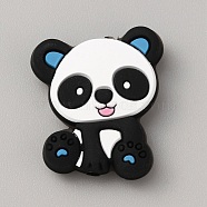 Panda Silicone Beads, DIY Nursing Necklaces and Bracelets Making, Chewing Pendants For Teethers, Deep Sky Blue, 28.5x24x6.5mm, Hole: 2mm(SIL-WH0002-82A)