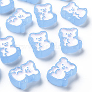 Transparent Acrylic Beads, with Enamel, Frosted, Bear, Cornflower Blue, 26.5x20x9mm, Hole: 3mm(MACR-S374-07B-04)