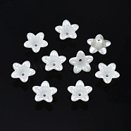 ABS Plastic Imitation Pearl Flower Bead Caps, 5-Petal, Creamy White, 12.5x13x6mm, Hole: 1.5mm(KY-T023-033)
