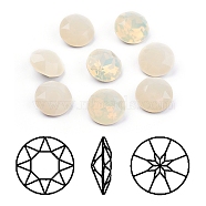 Pointed Back & Back Plated K9 Glass Rhinestone Cabochons, Grade A, Faceted, Flat Round, Sand Opal, 8x4.5mm(RGLA-J012-8mm-287)