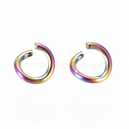 Ion Plating(IP) 304 Stainless Steel Open Jump Rings, Rainbow Color, 22 Gauge, 3.5x0.6mm, Inner Diameter: 2.3mm(STAS-E475-01A)