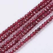 Natural Garnet Beads Strands, Faceted, Round, 2mm, Hole: 0.5mm, about 170pcs/strand, 15.7 inch(G-J376-36A-2mm)