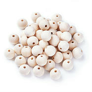 Unfinished Wood Beads, Natural Wooden Loose Beads Spacer Beads, Round, Moccasin, 10mm, Hole: 2mm, 200pcs/bag(WOOD-KS0001-03)