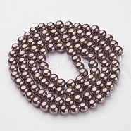 Glass Pearl Beads Strands, Pearlized, Round, Camel, 8mm, Hole: 1mm, about 100pcs/strand, 30.71 inch(78cm)(HY-8D-B47)