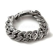 304 Stainless Steel Cuban Link Chain Bracelets for Women Men, Antique Silver, 9 inch(22.7cm)(BJEW-Q341-06F-AS)