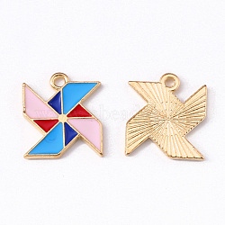 Alloy Enamel Pendants, Windmill, Light Gold, Colorful, 16.5x14.5x1.5mm, Hole: 1.6mm(ENAM-R136-07)