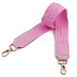 PU Imitation Leather & Raffia Bag Handles, Pearl Pink, 80x3.6cm(PW-WGC4EAE-03)