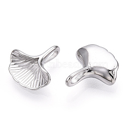 304 Stainless Steel Charms, Manual Polishing, Ginkgo Leaf Charm, Stainless Steel Color, 13x12.5x4mm, Hole: 2x3.5mm(STAS-T064-07P)