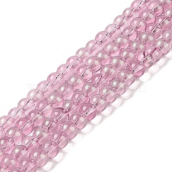Glass Bead Strands, with Glitter Powder, Round, Hot Pink, 6x5.5mm, Hole: 1mm, about 142pcs/strand, 29.92''(76cm)(GLAA-K068-01A-07)