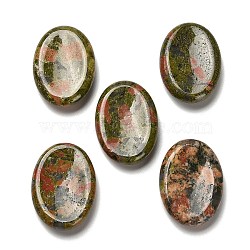 Oval Natural Unakite Worry Stone, Anxiety Healing Crystal Thumb Stone, 35~35.5x25x6.5mm(G-H073-06B)