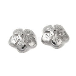 Non-Tarnish 304 Stainless Steel Bead Caps, Flower, Stainless Steel Color, 11.5x3mm, Hole: 1.5mm(STAS-P363-04A-P)