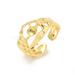 Brass Cup Peg Open Cuff Ring Settings, for Half-drilled Beads, Golden, 5~11.5mm, Adjustable, Pin: 1mm(KK-G518-08G-01)