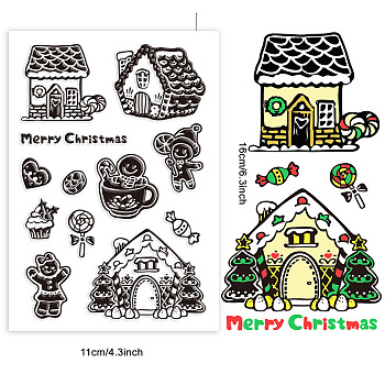 Custom PVC Plastic Clear Stamps, for DIY Scrapbooking, Photo Album Decorative, Cards Making, Gingerbread Man, 160x110x3mm