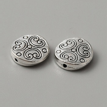 Alloy Beads, Flat Round, Antique Silver, 13.5x3.5mm, Hole: 1.2mm