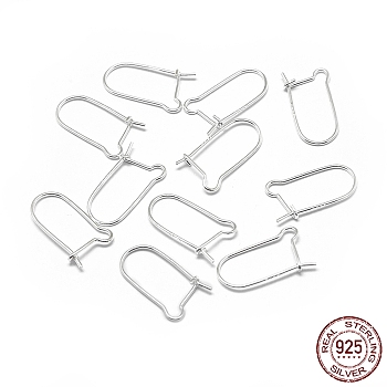 925 Sterling Silver Earring Hoops, Silver, 17.5x9.5x0.5mm, Pin: 0.5mm