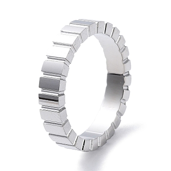 304 Stainless Steel Grooved Finger Rings, Stainless Steel Color, US Size 7 1/4(17.5mm)