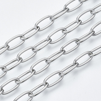 3.28 Feet 304 Stainless Steel Paperclip Chains, Drawn Elongated Cable Chainsl, Unwelded, Stainless Steel Color, 10x5x1mm