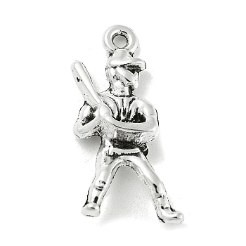 Tibetan Style Alloy Pendants, Athletes Charms, Nickel, Antique Silver, 25x13.5x4.5mm, Hole: 1.5mm