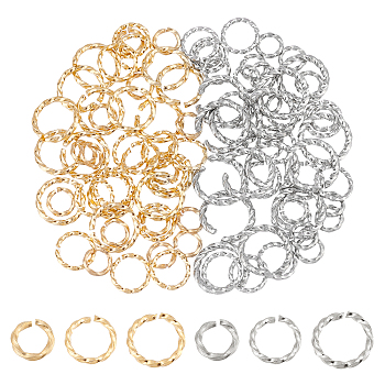 90Pcs 6 Styles 304 Stainless Steel Jump Rings, Open Jump Rings, Twisted, Golden & Stainless Steel Color, 6~11x1~1.5mm, Inner Diameter: 4~8mm, 15pcs/style