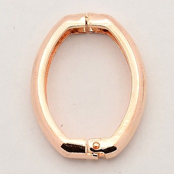 Brass Shortener Clasps, Twister Clasps, Oval Ring, Rose Gold, 27x20x3.5mm
