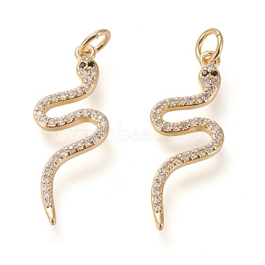 Real 20K Gold Plated Clear Snake Brass+Cubic Zirconia Pendants