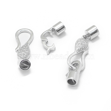 Rhodium Plated 925 Sterling Silver Fold Over Clasps(STER-L055-069P)-2