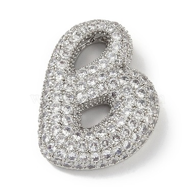 Platinum Silver Letter B Brass+Cubic Zirconia Pendants