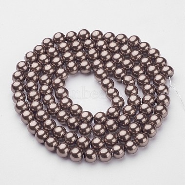 8mm Camel Round Glass Pearl Beads