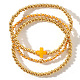 3Pcs Golden Luxury Brass Beaded Gothic Cross Ladies Elastic Bracelet Sets(MP9967-5)-1