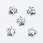 Brass Micro Pave Cubic Zirconia Pendants, Multi-strand Links, Cadmium Free & Nickel Free & Lead Free, Star, Platinum, 5x3mm, Hole: 1x2mm(X1-ZIRC-G130-09P-NR)