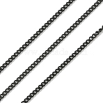 Ion Plating(IP) 304 Stainless Steel Cuban Link Chains, Chunky Chains, Curb Chains, with Spool, Faceted, Unwelded, Black, 2x1.5x0.4mm, about 32.8 Feet(10m)/roll(CHS-L015-12B)