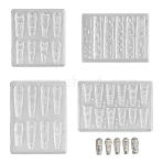 4Pcs 4 Styles Silicone Molds, Carved Mold, For Nail Art Tips Decoration, Clear, 5.45~7.8x5.55~7.9x0.9~1.05cm, 1pc/style(MRMJ-HY0001-44)